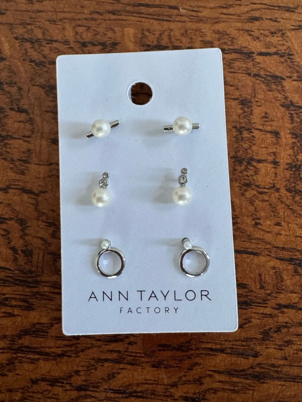 NWT Ann Taylor Factory  Set of Three Petite Faux Pearl Earrings